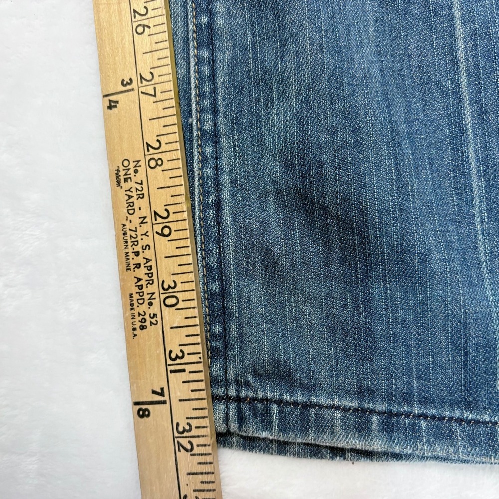 Mudd Jeans Y2K Size 3 Low Rise Flare Medium Wash Distressed Denim Blue Vintage - Picture 4 of 11
